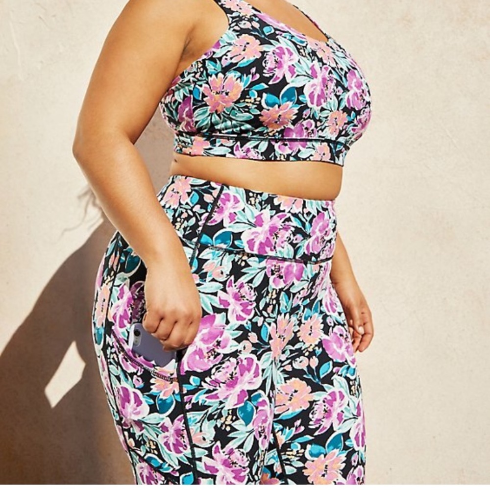 Torrid Pink & Purple floral active set w/matching tank